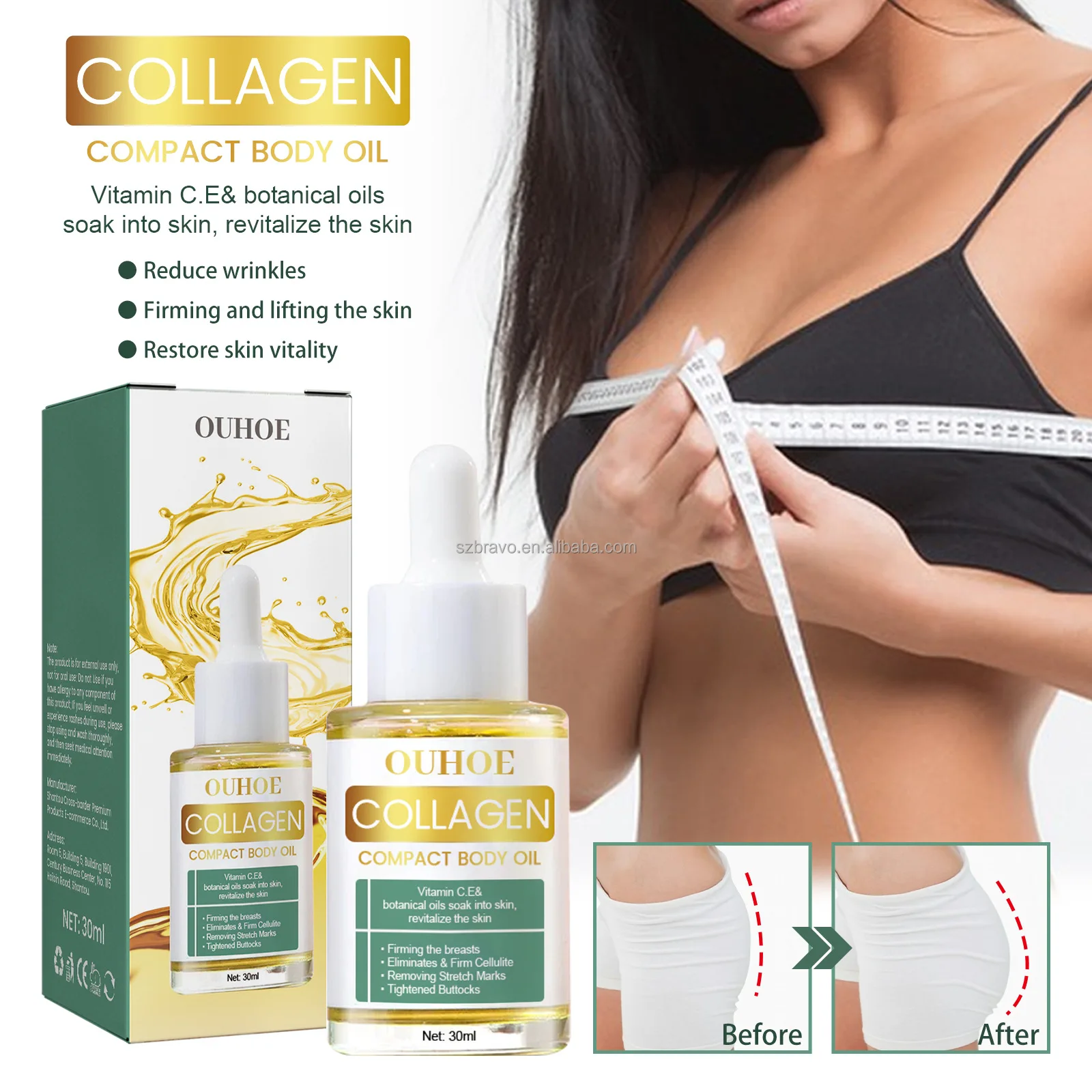 Collagen compact Body Oil Nourishing Hydrating Body Essential Oil Skin Care Product For Neck Shoulders Arms Thighs Legs