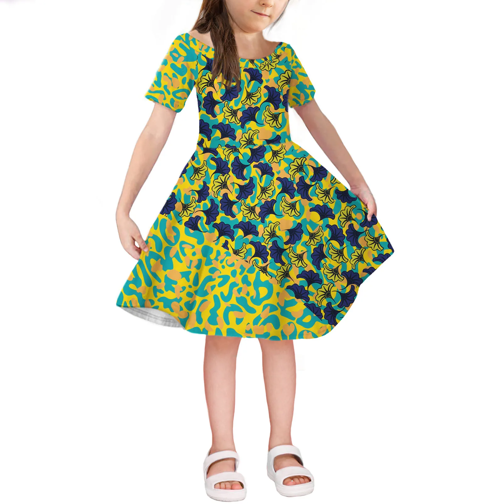 2021 детское платье в африканском стиле Трайбл нестандартной конструкции юбка средней длины с коротким рукавом высокого качества; Одежда для детей; Сезон