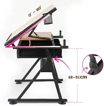 Alternative view of Ergonomic Height Adjustable Drafting Desk Tiltable Tabletop Study Art Drawing Table Desk With Chair