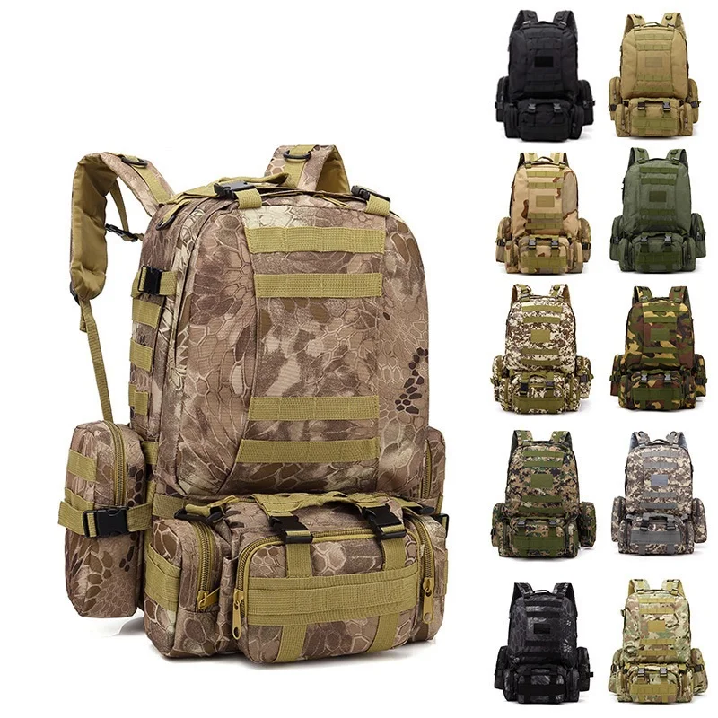 Outdoor Camping Hiking Large Tactical Backpack 60L Large Assault Pack Detachable Molle Bag Travel Backpack for Men