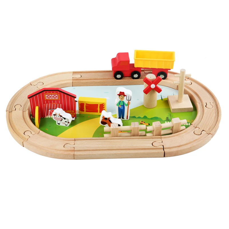 Wooden Intelligent Building Blocks Wooden Train Rail Toys Set for Kids Wooden Railway Set