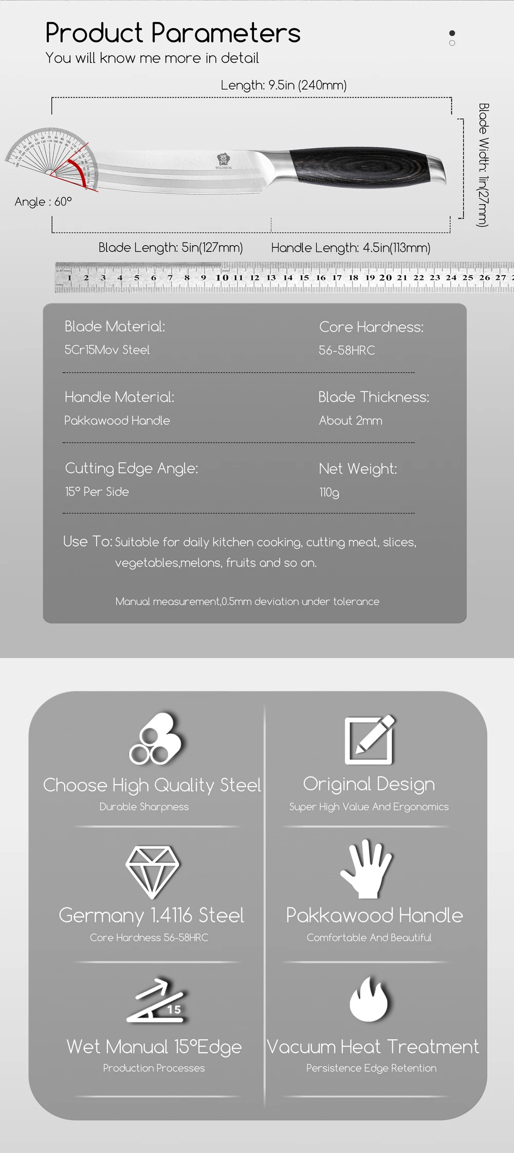 Universalmesser Aus Edelstahl Mit Schwarzem Pakkawood-griff_voghion.com