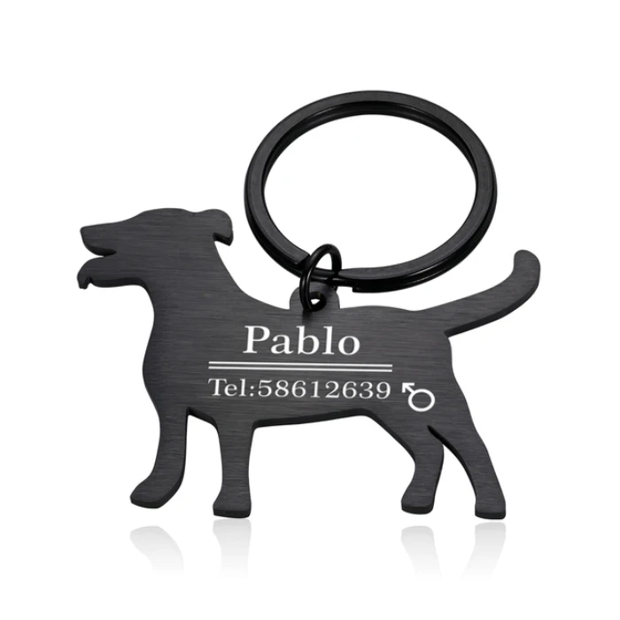 Customized Message logo ID Text Engraved Pet Tag Jewelry Stainless Steel Custom Blank Dog Shaped Pendant Keychain Wholesale