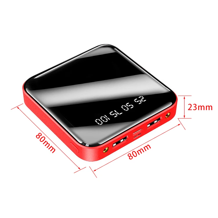 Factory Mini Portable Power Banks Mirror 10000 Mah Power Bank LED Light Digital Customized Powerbank