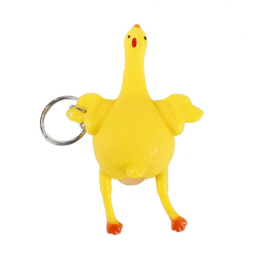 Mini Customized TPR  Keychain Cute Animal Glue Squeeze Lays Egg Toy Chicken Eggs Stress Chicken Keychains Relief Baby Soft Toys
