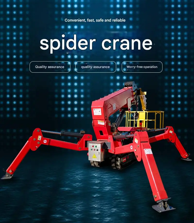 CE Certified 8-ton Crawler Spider Crane, Hydraulic Boom Lift, Flying Arm Telescopic Small Spider Crane China