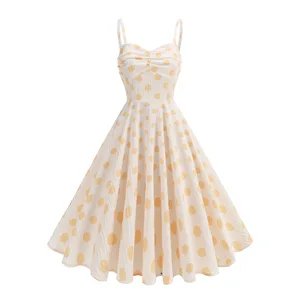 Retro Fresh Holiday English Style Suspenders One-word Collar Waist Slimming Big Swing Dress Female Summer