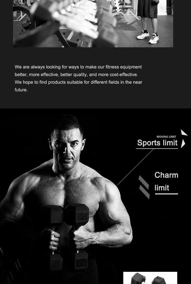 Weight Lifting Power Training Equipment Black Rubber Hex Dumbbell Lbs 10kg Dumbles Hex Dumbbell