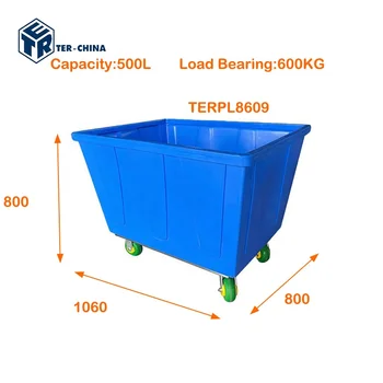 500L Plastic Crate Trolley Commercial Laundry Equipment with Wheels Hand Carts for Cargo & Storage