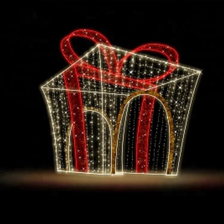 
 Подгонянный акриловый поперек улицы гигантский декоративный 3d СИД Рождественская Подарочная коробка мотив свет  