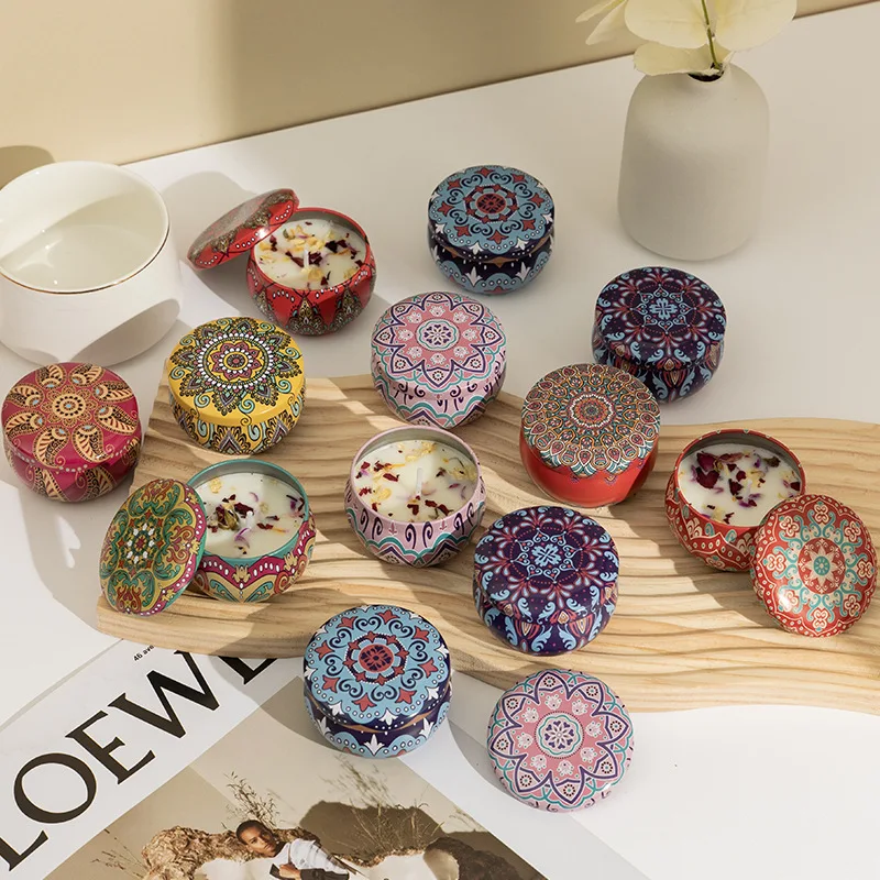 Southeast Asian Style Multiple Fragrances Tin Box Fragrance Plant Essential Oil Soy Wax Vietnam Thailand Flower Scented Candles