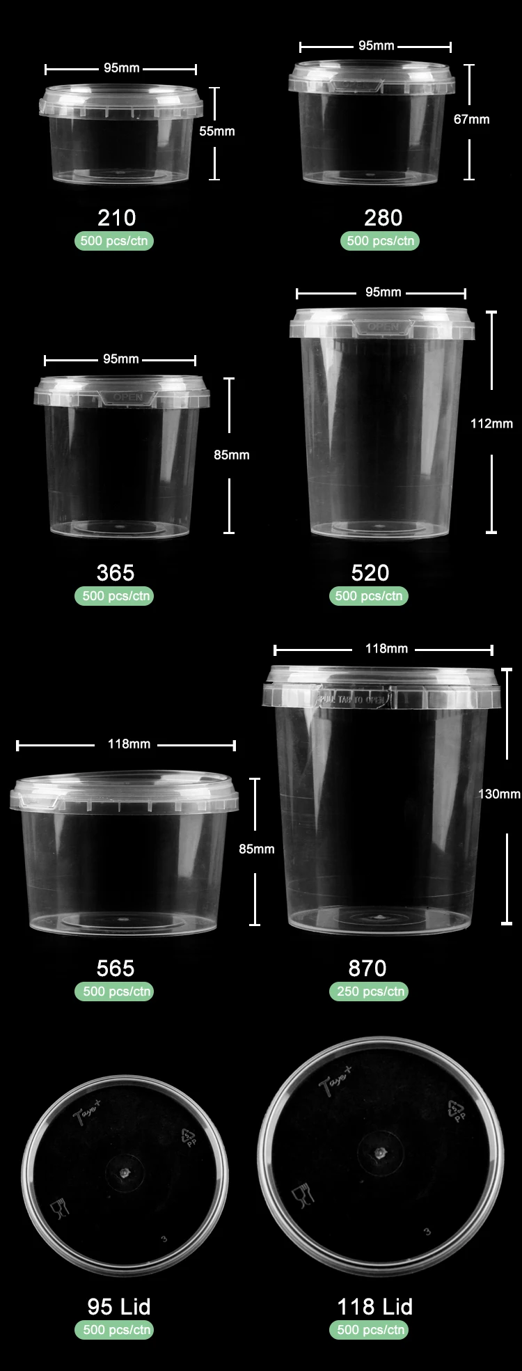 Round Disposable 520ml Soup Cup Plastic Tamper Evident Lock Lid Deli Container With Cover