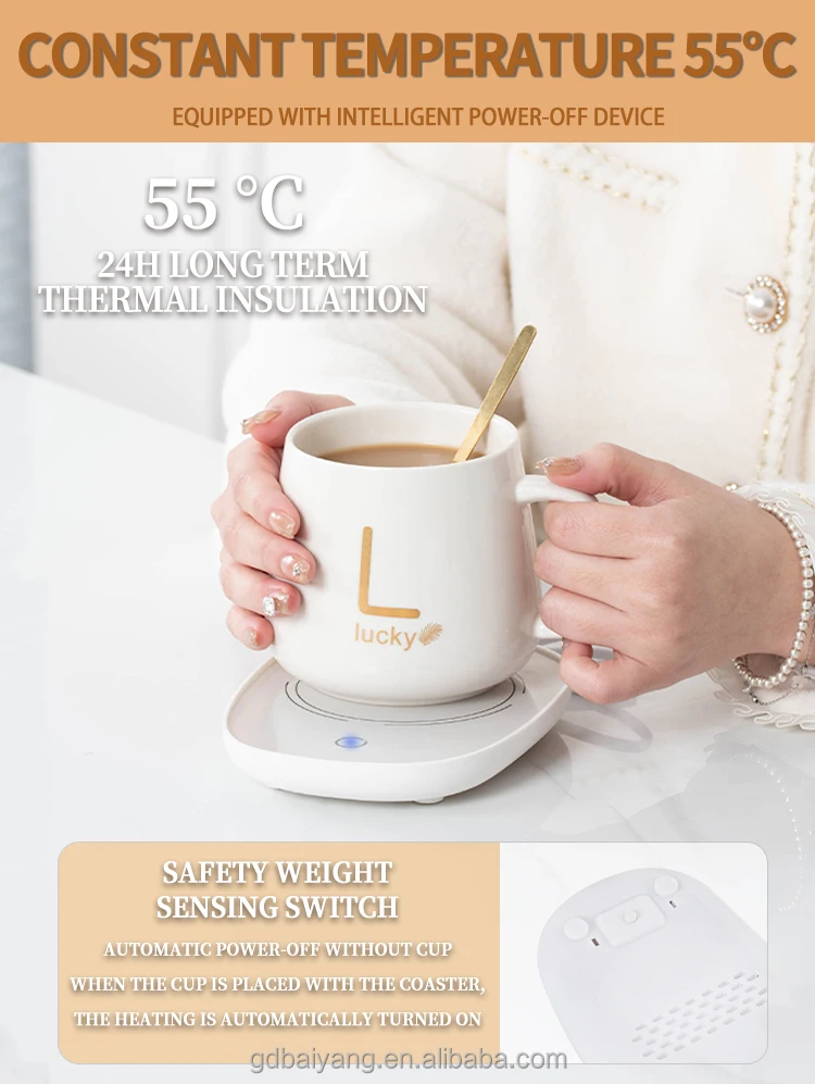 Ceramic Cup Heating Pad Temperature Control 55 Degree Electric Heater