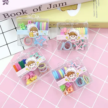 Box Package Children Cute Candy Color Hairpins Small Mini Hair Rubber Bands  Lovely Hair Ties Set Hair Accessories For Girls