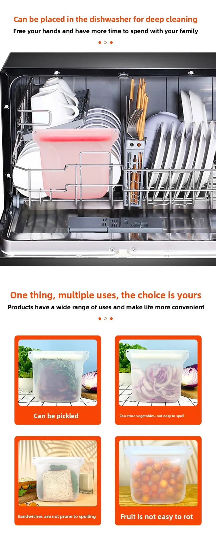 Reusable Silicone Food Storage Bags, BPA-Free Airtight Seal Bags, Multi-Use for Leakproof Food Saver for Kitchen Organization supplier