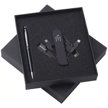 2 Piece Tech Gift Set Features A 3-In-1 USB Adaptor And An Exclusive Black Ballpoint Pen For Corporate Gifts