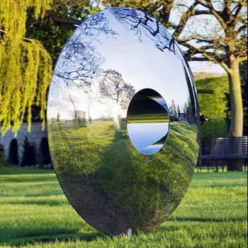 Modern Metal Art Torus Polished Circle Mirror Statue Garden Landscape ...