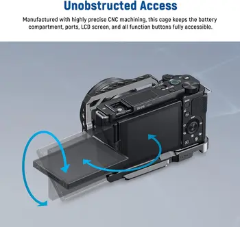 NEEWER Protective Metal Video ZV-E10 Camera Cage with Silicone Grip and ARRI Locating Holes detail image