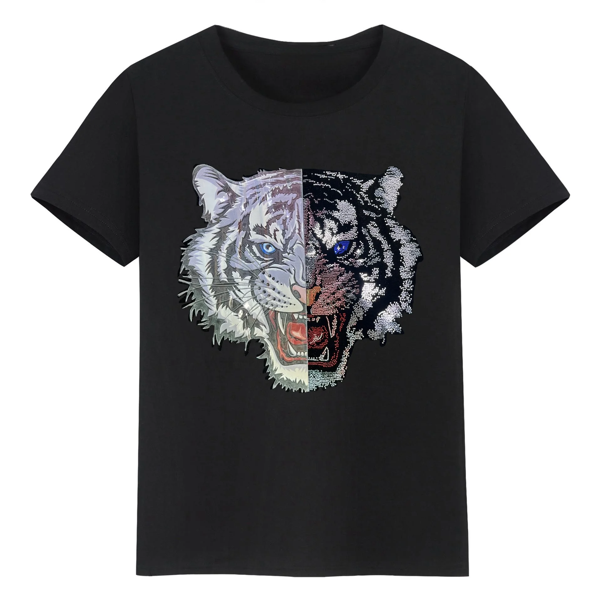 tiger head hotfix rhinestud metallic laser cutting stud iron on heat transfer paper for t shirts