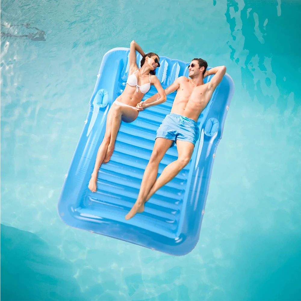 Matelas Flotteur De Piscine Gonflable – Avec Accoudoirs, Porte-gobelet Et Oreiller, 180x100x35 Cm