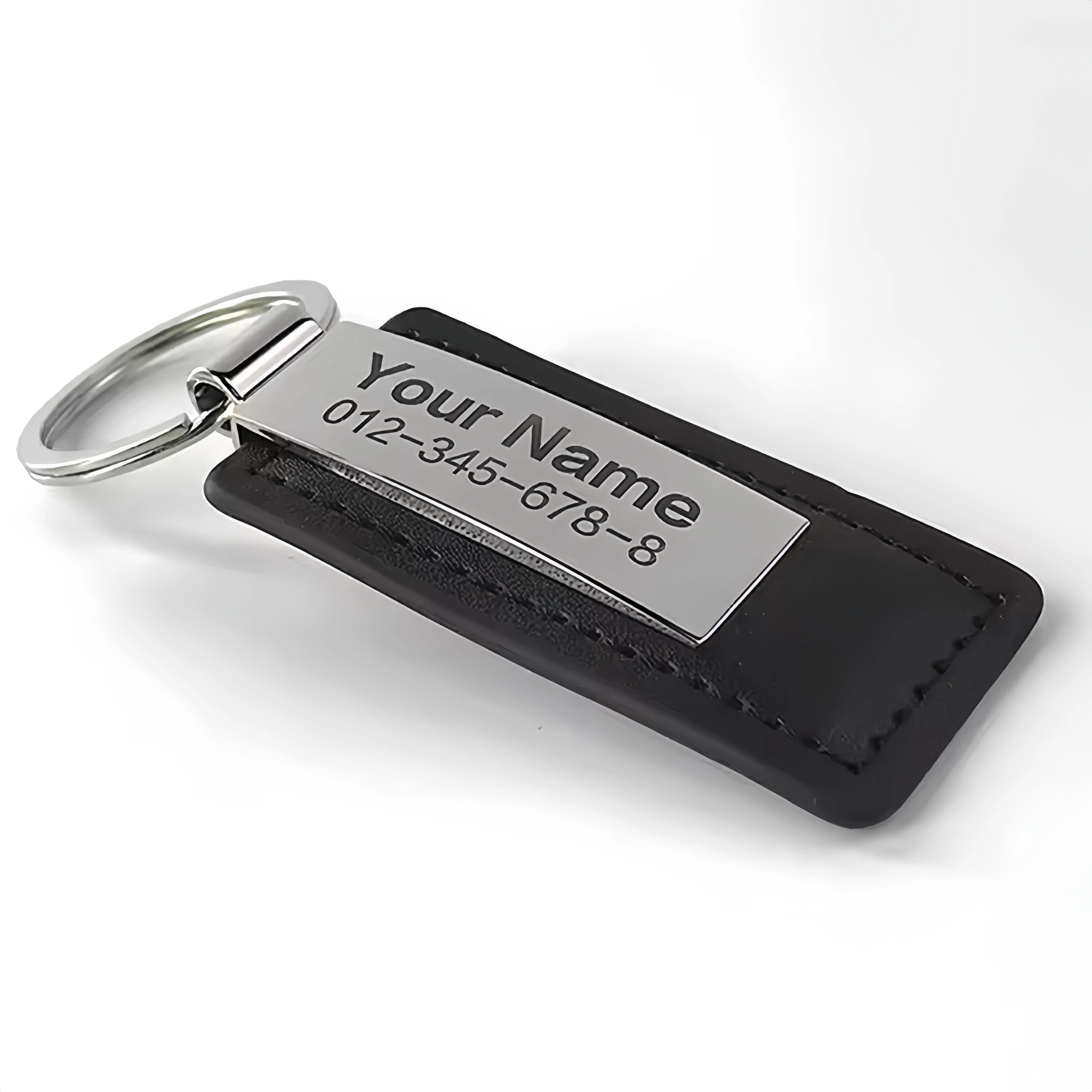 Chain Customized Logo Key Holder Genuine Embossed Luxury Blank Pu Custom Leather Keychains_voghion.com