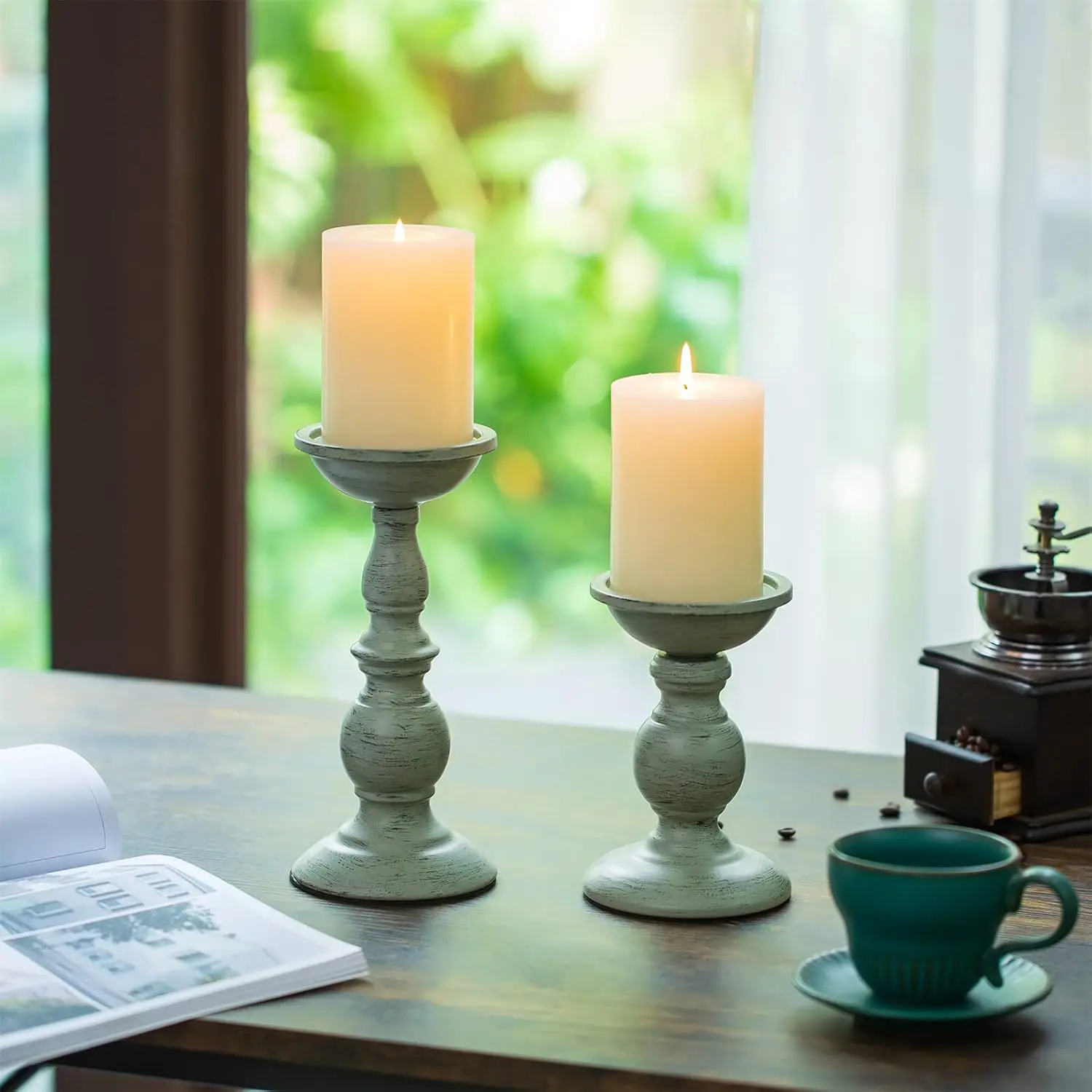 Sziqiqi Retro Iron Candle Holder Vintage Pillar Candle Holders for Wedding Birthday Dinner Table Centerpiece for Candlelight - Image 4