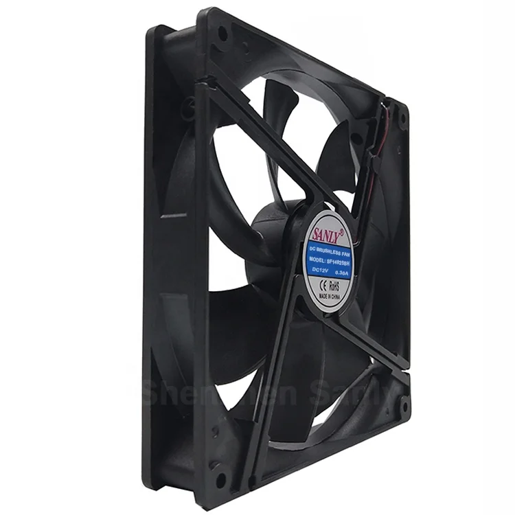 SANLY 140mm Electric Axial Cooling Fan Plastic Ventilation Silent High Performance 2 Pin 12V DC PWM/FG/RD TWO BALL BEARING