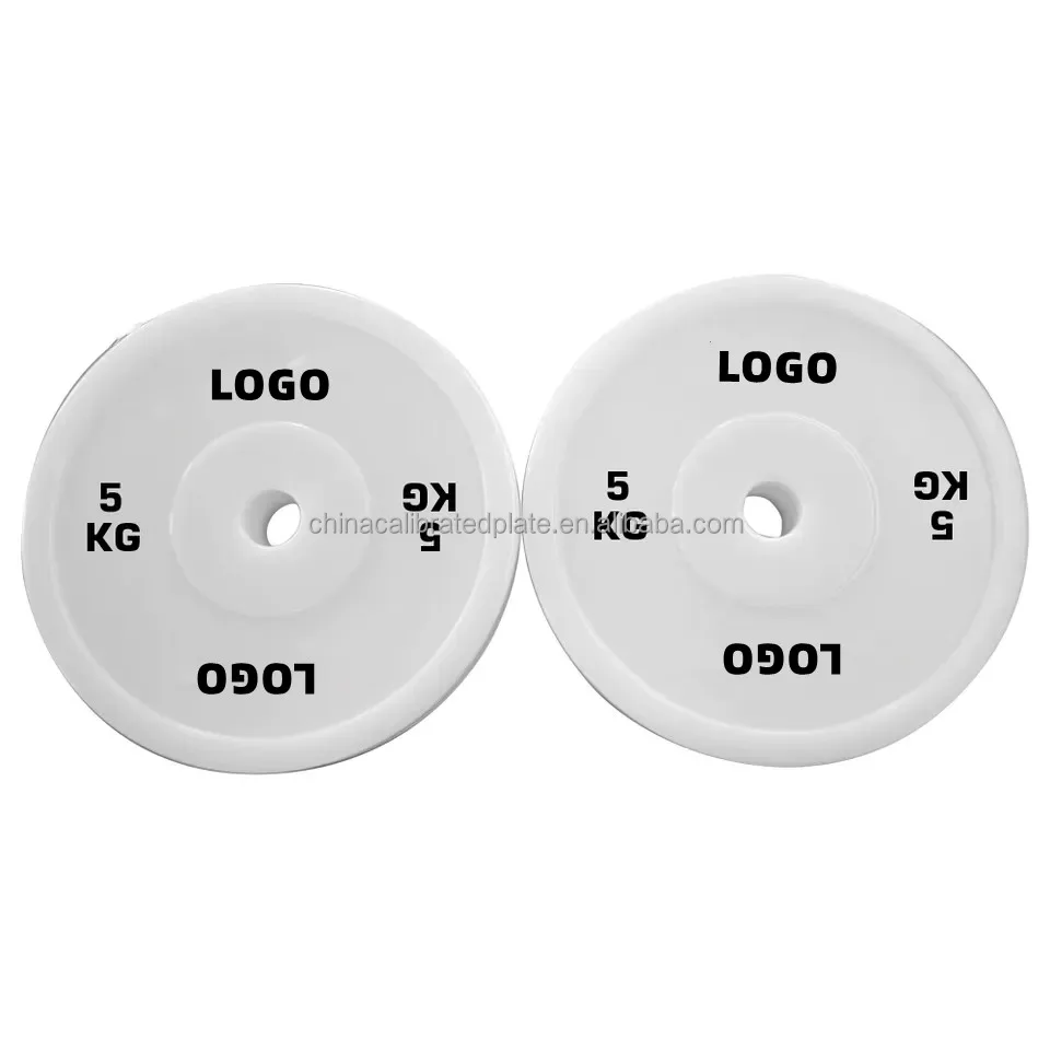 Wholesale Plastic Technique Bumper Plate Weightlifting Plates 5kg White 