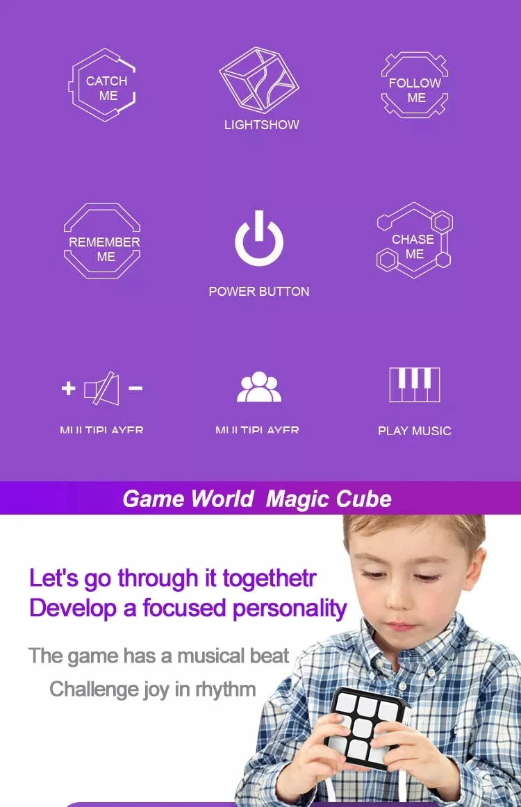 Handheld Electronic Puzzle Game Cube Memory Brain Training Toys Cubo Magico Educational Flashing 