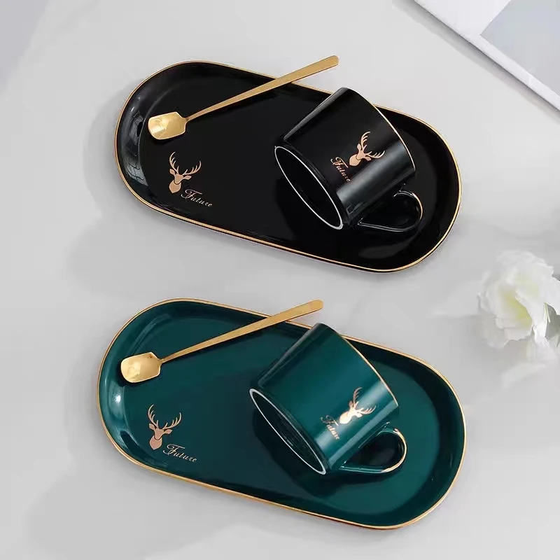 Drinkware Ceramic Tea Cup and Saucer Set Elegant Mug Royal Fine China Bone China With Gold Line Coffee Mugs supplier