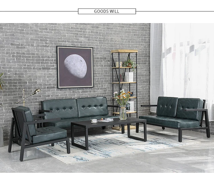 Office Furniture Executive Modern Green Leather Hotel Creative Design Modern Leather Sofa