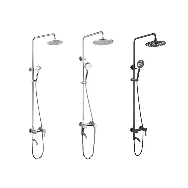 Stainless Steel Wall Mount Shower Sets Bathroom Rainfall Hot And Cold