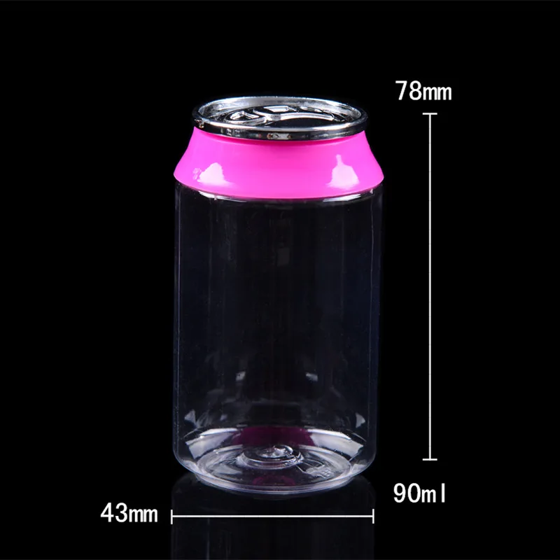 Factory Price Bulk Order 90ml 135ml Soda Can Bottle for Edible Flower Powder PET Candy Gummy Packaging Plastic Jar With Lid