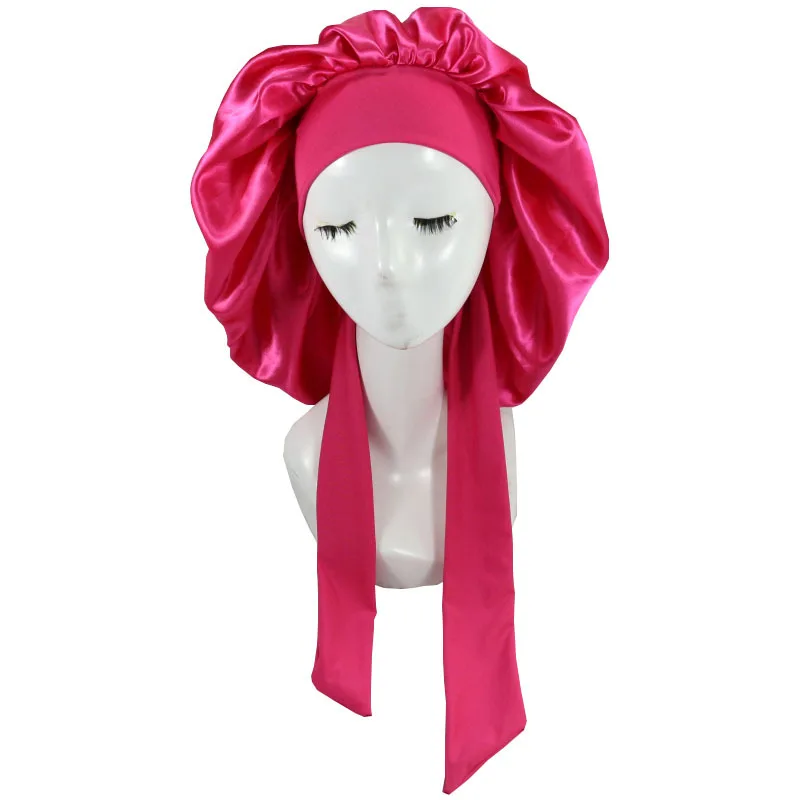 KissDate Lot de 2 bonnets en satin réglables en soie avec large bande élastique pour femme et fille 