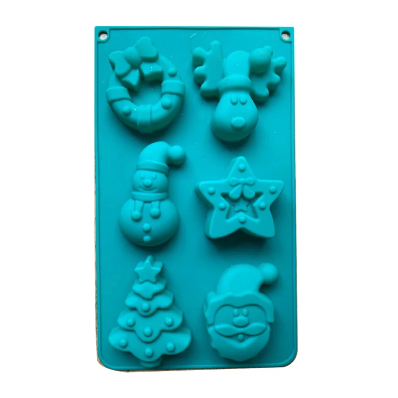 6 Sharp Silicone cake Molds Christmas Tree Snowman Santa Head Bakeware Mold Cake baking pan Big size