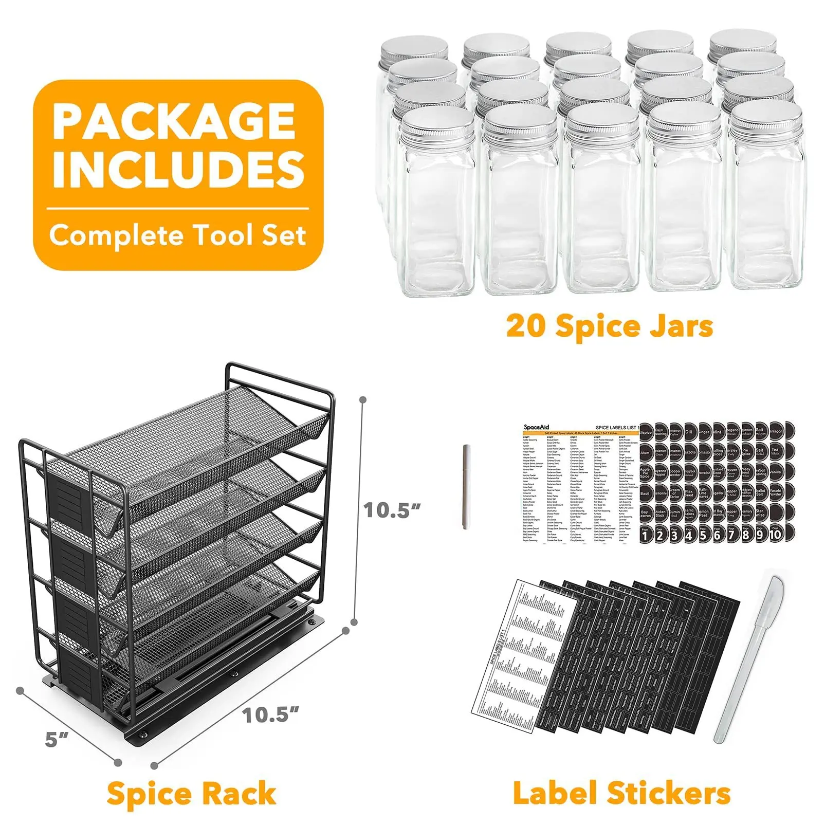 Kitchen Slide Spice Rack Countertop Stand Multi-layer Metal Kitchen Cabinet Storage Rack Removable Spice Bottle Rack