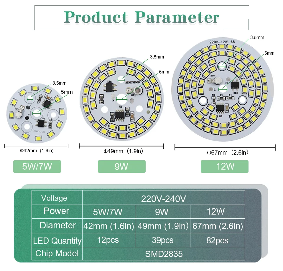 LED Chip Manufacturer LED Encapsulation Series Brighter SMD2835 Led Chip 220v 5W 7W 9W Led Bulb Chip 12W
