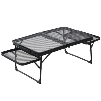 Outdoor aluminum alloy folding mesh table foldable por double-layer camping