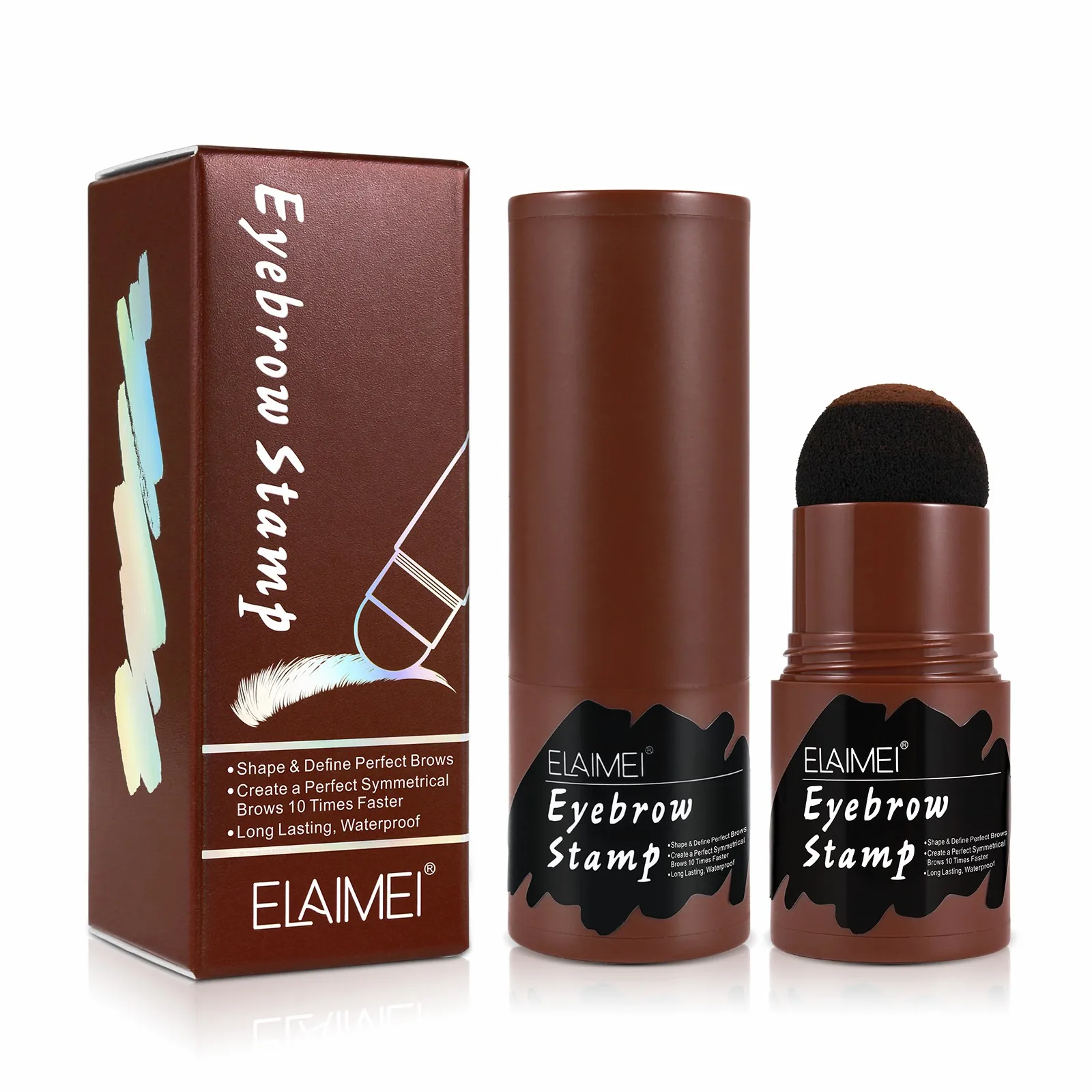 ELAIMEI   Waterproof One Step Brow Stamp Shaping Kit Eyebrow Powder Stamp Brow Stencil and Stamp