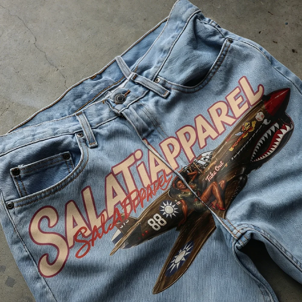 Custom Applique Embroidered Patches Raw Hem Cut Edge Distressed Jorts Streetwear Acid Wash Distressed Jeans Denim Shorts for Men gallery 4