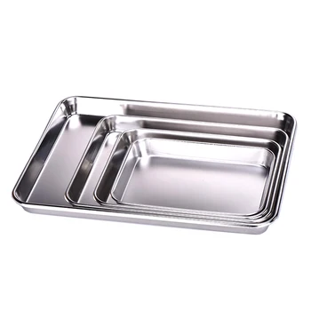 Stainless steel 304 baking sheet tray bakeries sheet bread bakeware oven serving flat pan cake mold cooling tools