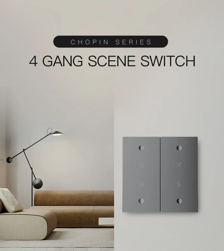 KONKE Home Automation Switch 4 Terminal Push Button Zigbee Scene Switch