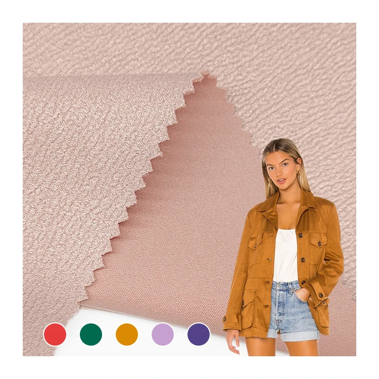 Plain Dyed Stretch Crepe Fabric for Dress, China Wholesale Polyester Thick Crepe Suede Fabrics for Sale/