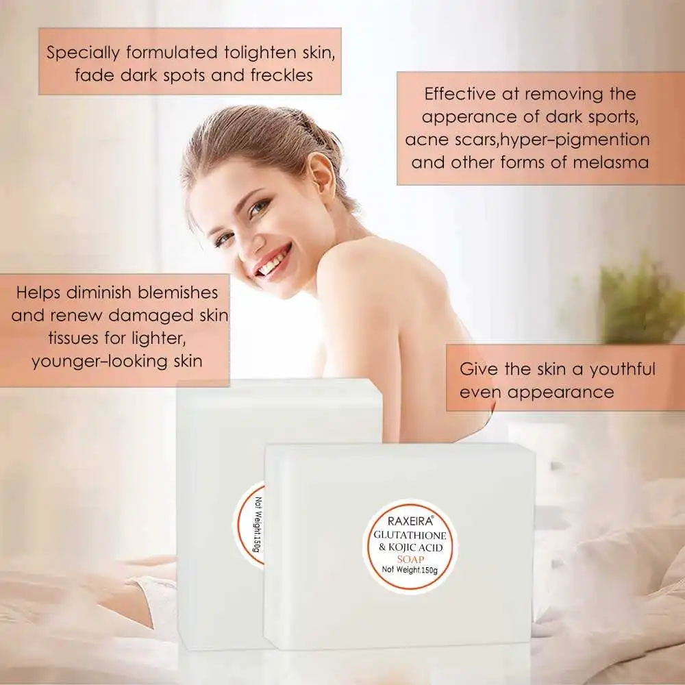 kojic acid soap glutathione Private Label Kojic Acid Soap Dark Black Skin Lightening Hand Made Soap  Glutathione Whitening Brighten Face Soap