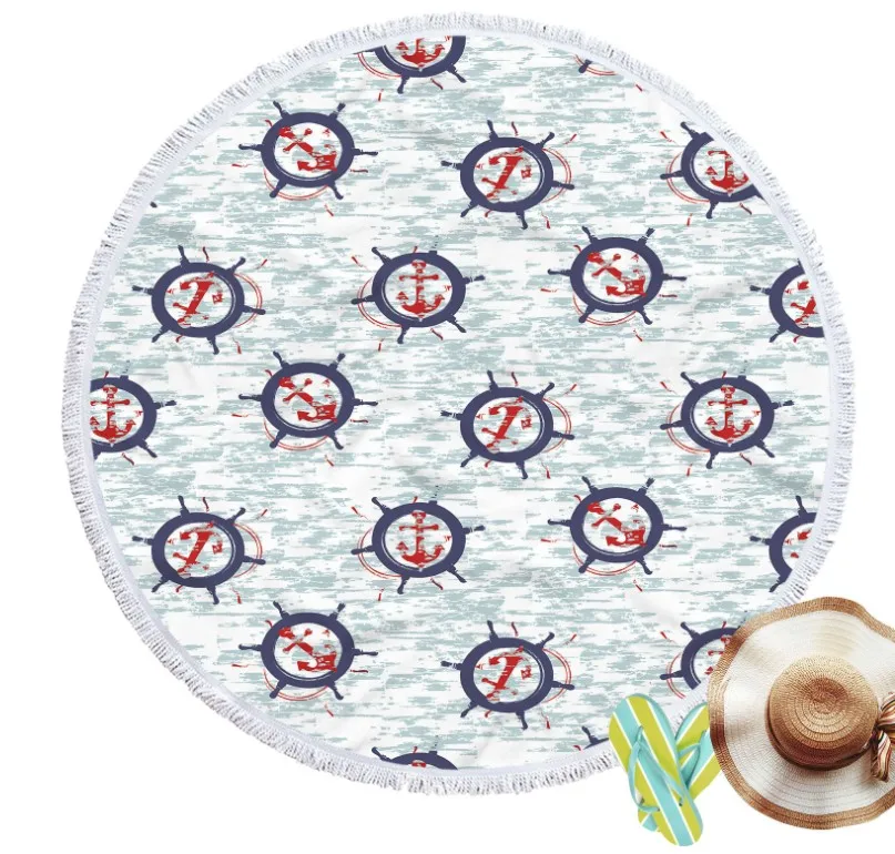 Promotional Anchor Beach Summer Themes Custom Print Microfiber Round