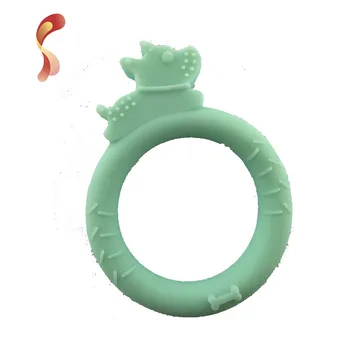 Wholesale Funny Cartoon Effective Teether Ring for 0-6 months BPA Free Silicone Easy to Hold Teething Toys