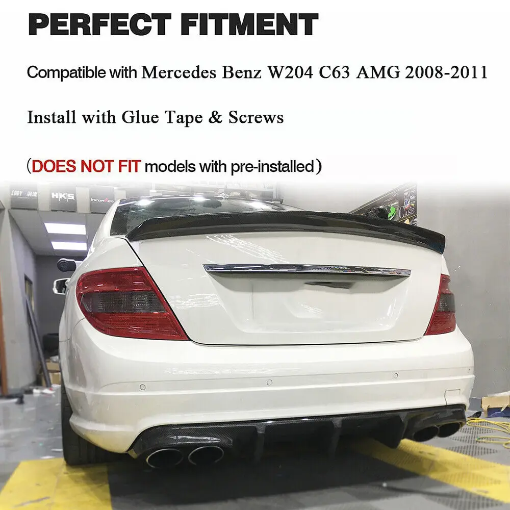 メルセデスベンツW204C300 C63 AMG08-11用カーボンファイバーリア