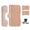 Flocked wave pattern long pouf beige
