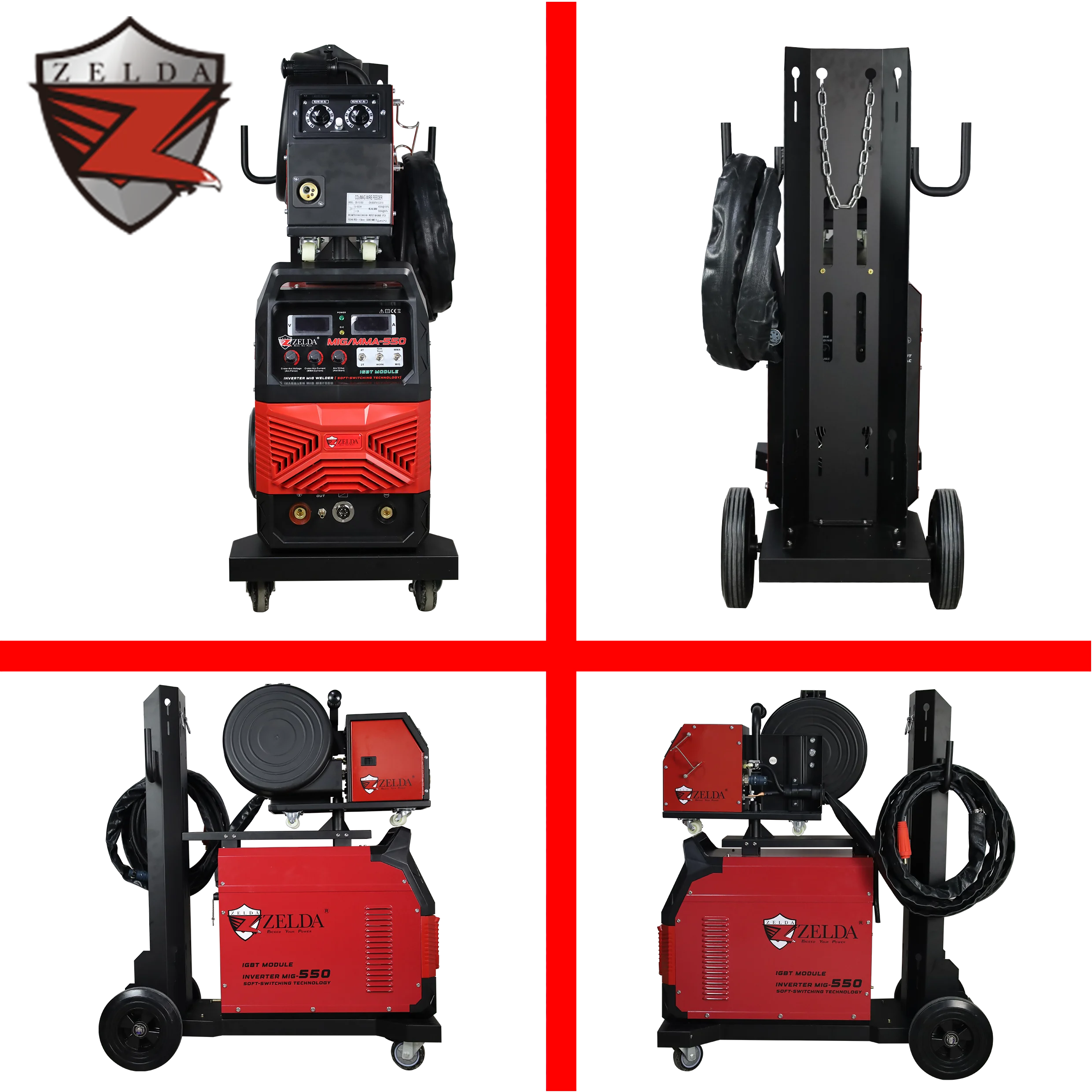 ZELDA Mig Arc Welding Machine Riland Mig Welding Machine 100% Duty Cycle 1.6mm Wire MIG 550A Industrial Welding Machine