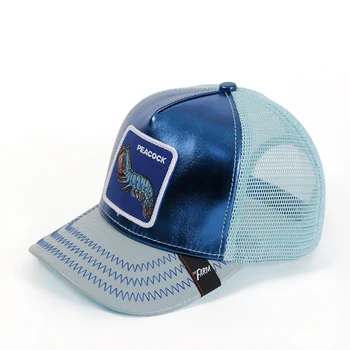 Wholesale leather trucker hat high quality mesh back buckle cap with embroidery patch to customize your logo